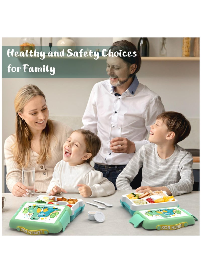 Generic Leak-Proof Kids Bento Box with 4 Compartments, Perfect for Ages 3 to 10, BPA-Free and Dishwasher Safe, Portable Handle in Tiffany Green  - Image 3