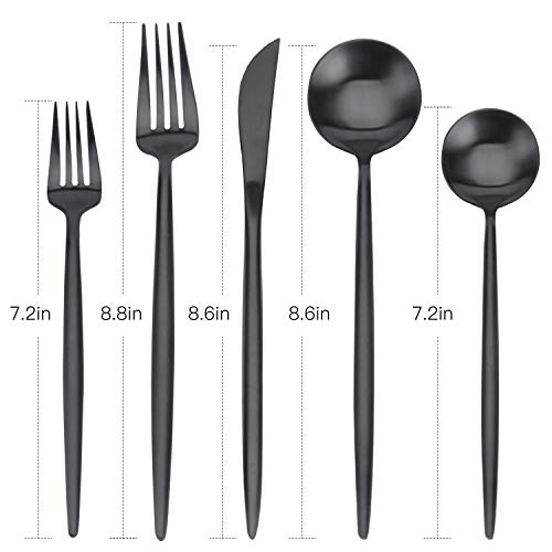 Bysta Matte Black Silverware Set, Bysta 20-Piece Stainless Steel Flatware Set Cutlery Set Service For 4, Satin Finish, Dishwasher Safe, Nice Gift Box - Image 2