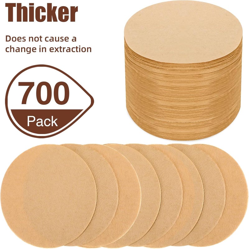 Outus 2 Pack 700 Count Coffee Filter Paper Replacement Filters with Filter Holder Round Disposable Paper Filters for DIY Coffee Compatible with the Aeropress Coffee and Espresso Maker (Brown) - Image 2