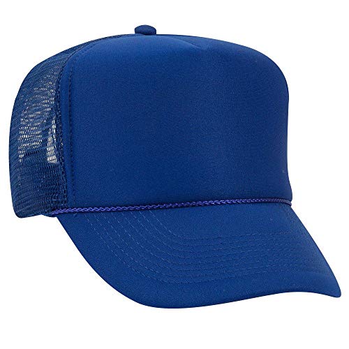 OTTO Polyester Foam Front 5 Panel High Crown Mesh Back Trucker Hat - Royal - Image 1