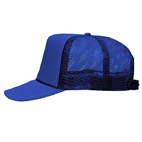 OTTO Polyester Foam Front 5 Panel High Crown Mesh Back Trucker Hat - Royal - Image 4