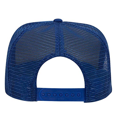 OTTO Polyester Foam Front 5 Panel High Crown Mesh Back Trucker Hat - Royal - Image 2