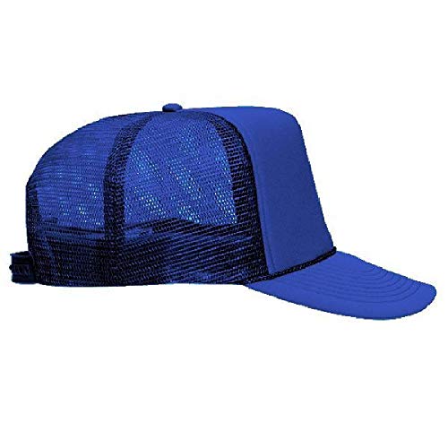 OTTO Polyester Foam Front 5 Panel High Crown Mesh Back Trucker Hat - Royal - Image 5