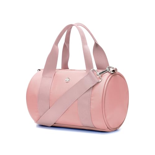 ANKICK Mini Gym Bag Small Barrel Duffle Crossbody Bags Tote for Women Men Workout Bag Lightweight for Weekender Travel Sports Yoga Fitness Dance (Pink) - Image 1