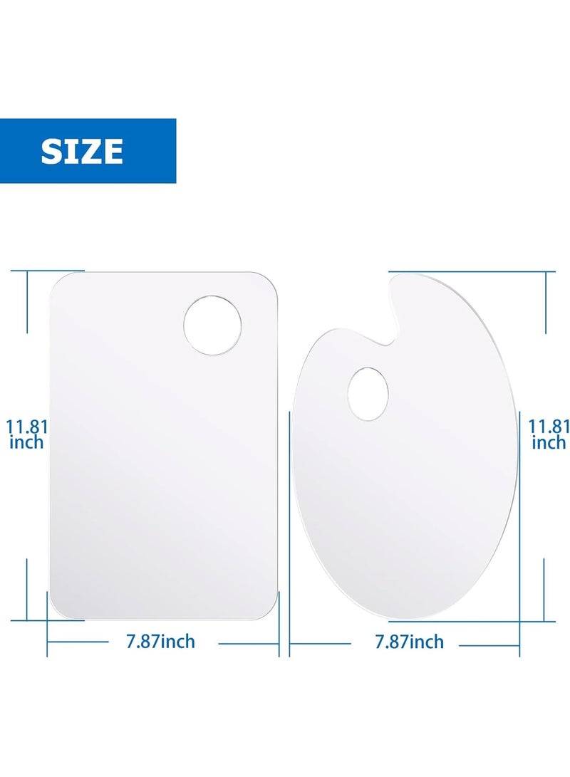 "سمارت بوينتس  " طقم لوحات ألوان أكريليك شفاف قطعتين – 11.81×7.87 إنش، شكل بيضاوي ومستطيل، غير لاصق، سهل التنظيف، قابل لإعادة الاستخدام للرسم بالألوان الزيتية والمائية والأكريليك - Image 3