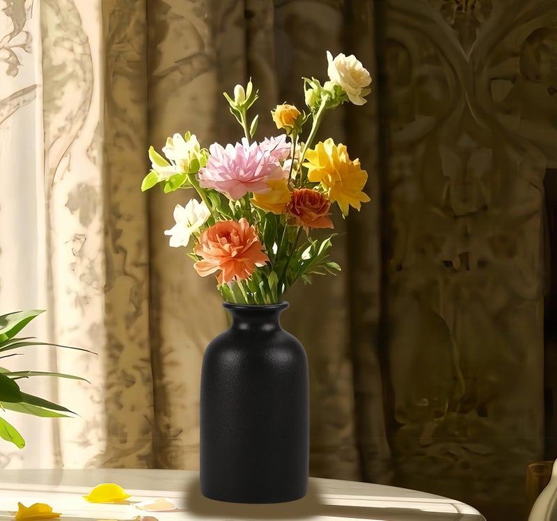 OTDCGI Ceramic Black Small Vase, Dry Flower Vases Minimalism Style for Modern Table Shelf Fit Fireplace Bedroom Kitchen Living Room Home Decor (Black, Small) - Image 4