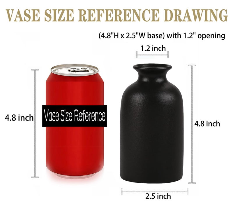 OTDCGI Ceramic Black Small Vase, Dry Flower Vases Minimalism Style for Modern Table Shelf Fit Fireplace Bedroom Kitchen Living Room Home Decor (Black, Small) - Image 3