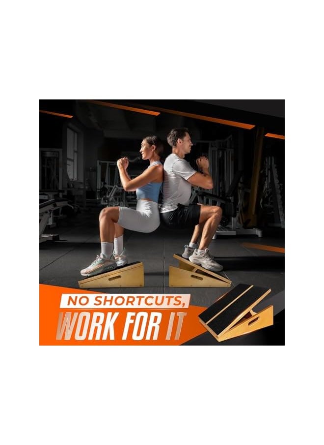 PROMASS - Professional Incline Board, Wooden Slant board calf stretching, Adjustable Incline Board and Calf Stretcher, Stretch Board, Squat Wedge and Anti-Slip Surface, Portable Side Handle Easy Movement - Image 1