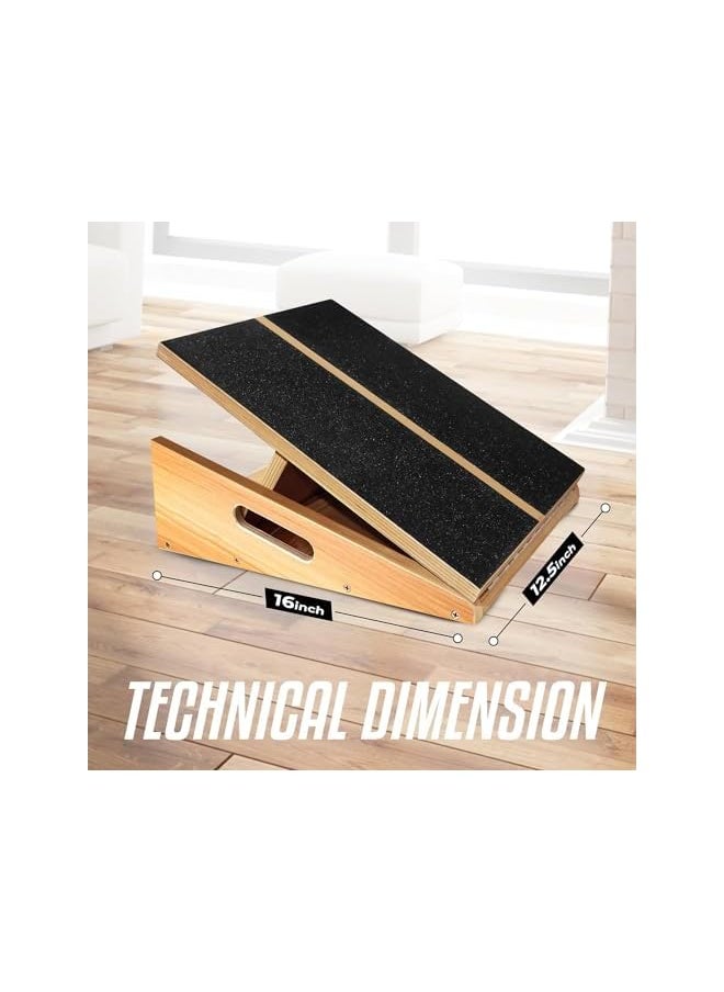 PROMASS - Professional Incline Board, Wooden Slant board calf stretching, Adjustable Incline Board and Calf Stretcher, Stretch Board, Squat Wedge and Anti-Slip Surface, Portable Side Handle Easy Movement - Image 1