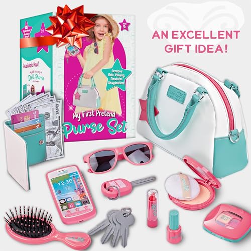 Star Princess Little Girls Play Purse Pretend Play Accessories Toy Phone Wallet Credit Cards Keys Makeup for Role Playing Ages 38 - Image 5