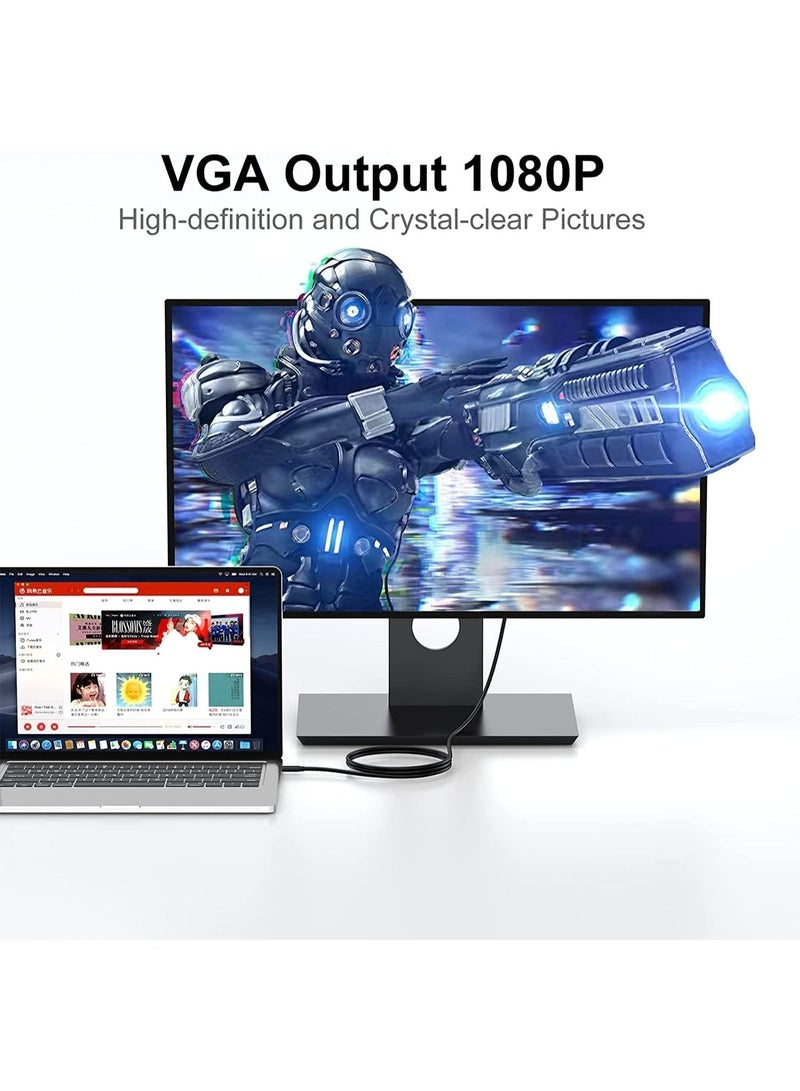 UV-CABLE USB C to VGA Cable, USB Type-C to VGA Male Cable Adapter [Thunderbolt 3] Compatible Converter foriMac, MacBook Pro, MacBook Air, Surface Book 2, Chromebook and More and More-6 Feet - Image 3