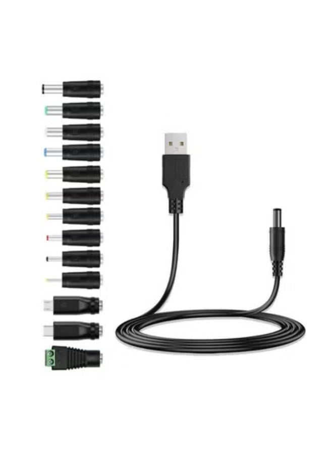 5V DC5521 Power Cable USB to DC5.5x2.1mm Charging Cord with 13 Interchangeable Connectors for Home Appliances Mother seat to Laptop - Image 2