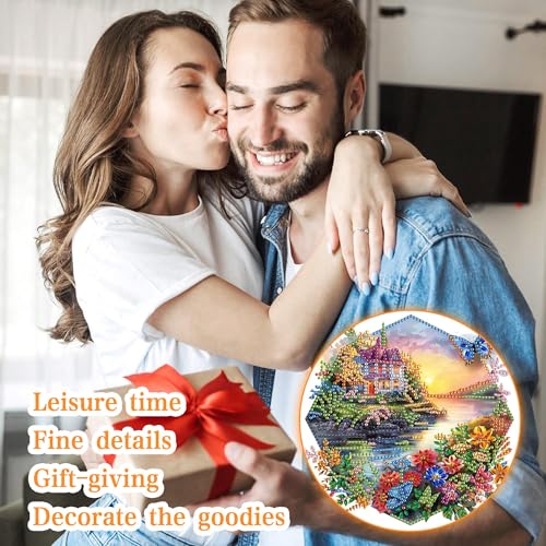 Ginfonr Diamond Painting Kits Hanging Pendant, Landscape Diamond Art Kits for Adults, Special Shaped Rhinestone Butterflies Diamond Art, Double Sided Spring Hanging Kits for Garden Window 8 x 8inch - Image 4