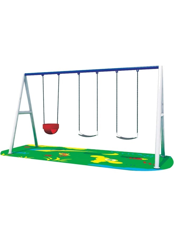 Rainbow Toys RBW TOYS 3 Seat Swing Set with 1 baby seat and 2 kids seat Playground Equipment - Image 1
