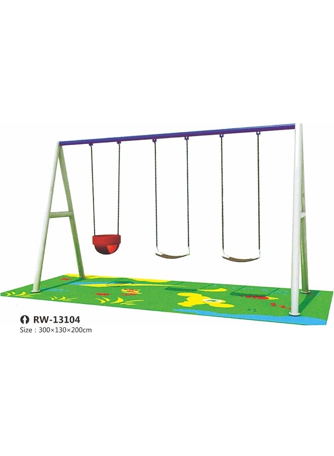 Rainbow Toys RBW TOYS 3 Seat Swing Set with 1 baby seat and 2 kids seat Playground Equipment - Image 2