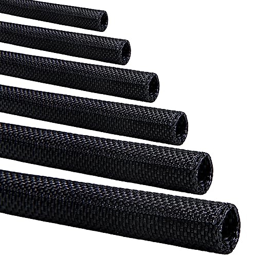 teziicus SplitSleeve Wire Loom for HighTemperature Automotive Harness and Home Cable Management 25ft 58 inch Braided Cable Management Sleeve Cord Protector SelfWrapping Split Wire Loom - Image 1