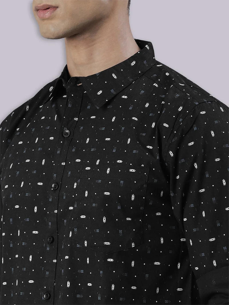 Joven  Black Printed Cotton Casual Shirt for Men for Men | Best Price UAE