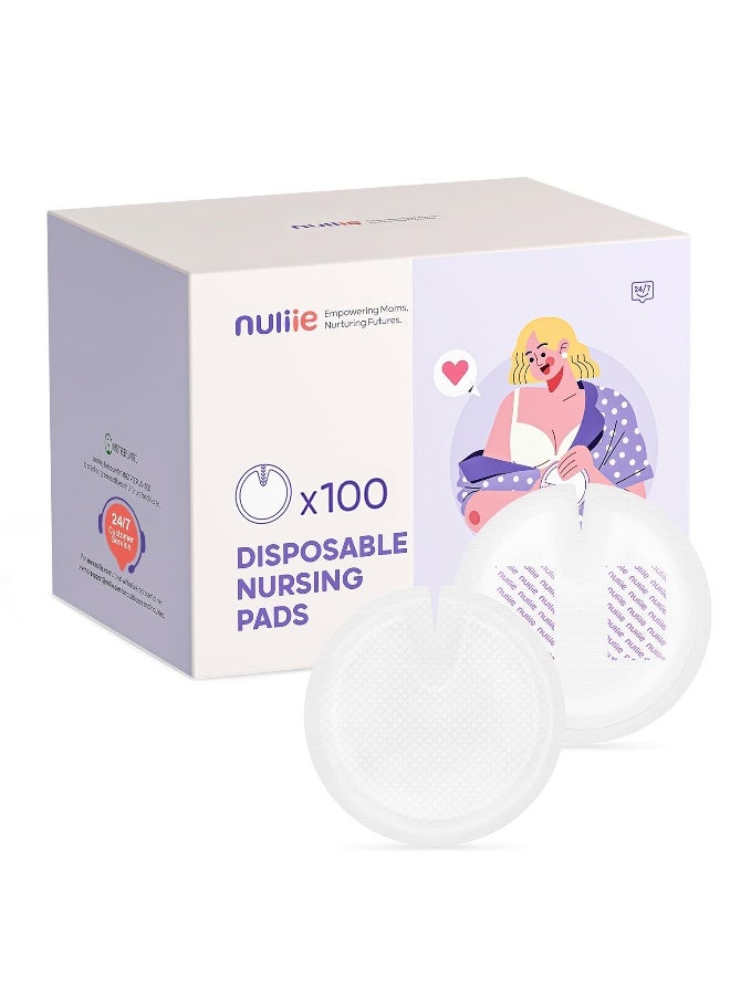 Nuliie Stay Dry Disposable Nursing Pads, Super Absorbent & Ultra-Thin Breast Pads for Breastfeeding, Soft, Breathable & Leakproof, Individually Wrapped, 100 Count - Image 1