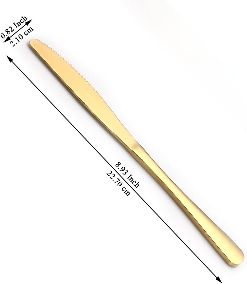 ReaNea Gold Dinner Knives Set of 12 Pieces, Stainless Steel Titanium Gold Plating Butter Knife, Table Knives for Home, Restaurant, Hotel, Wedding, Events - Image 2