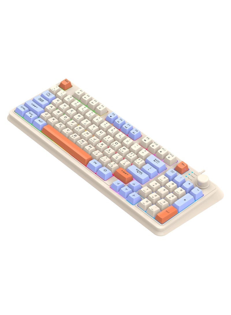 XUNFOX Wired Mechanical Gaming Keyboard,Mouse Combo for Gamers with English & Arabic Support, Tri-Color & RGB Backlighting, Red Switches - Image 1