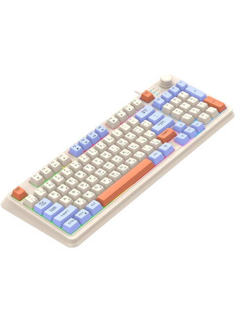 English Arabic game wired keyboard and mouse set with three color blocked illuminated computer keyboard