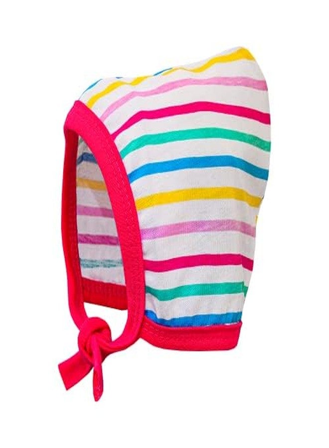 BUMSIES Washable Reusable Soft Cotton Printed Cap with Tie Knot for New Born Baby Boy & Girl/Topa Set - Pack of 4 - (0-3 Months) Multicolour - Image 2