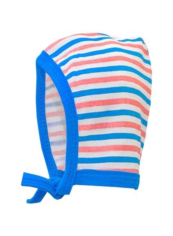 BUMSIES Washable Reusable Soft Cotton Printed Cap with Tie Knot for New Born Baby Boy & Girl/Topa Set - Pack of 4 - (0-3 Months) Multicolour - Image 5