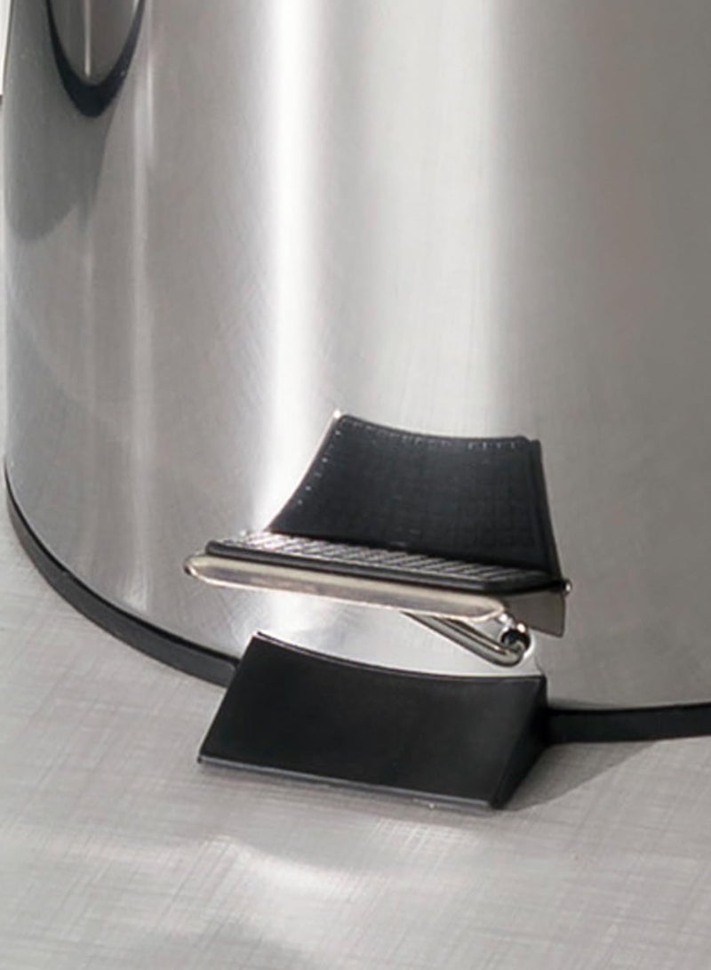 Floret Circular Shaped Premium Stainless Steel Pedal Bin Silver and Black 12 L  - Image 3
