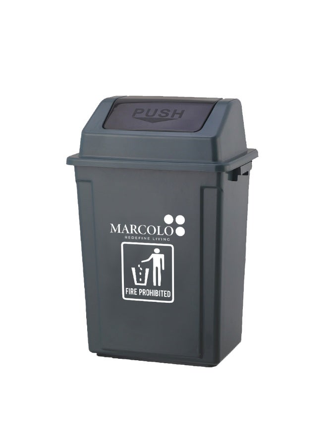 ماركولو سلة نفايات بغطاء دفع - ٦٠ لتر | سلة نفايات رمادية للاستخدام الداخلي والخارجي - Image 1