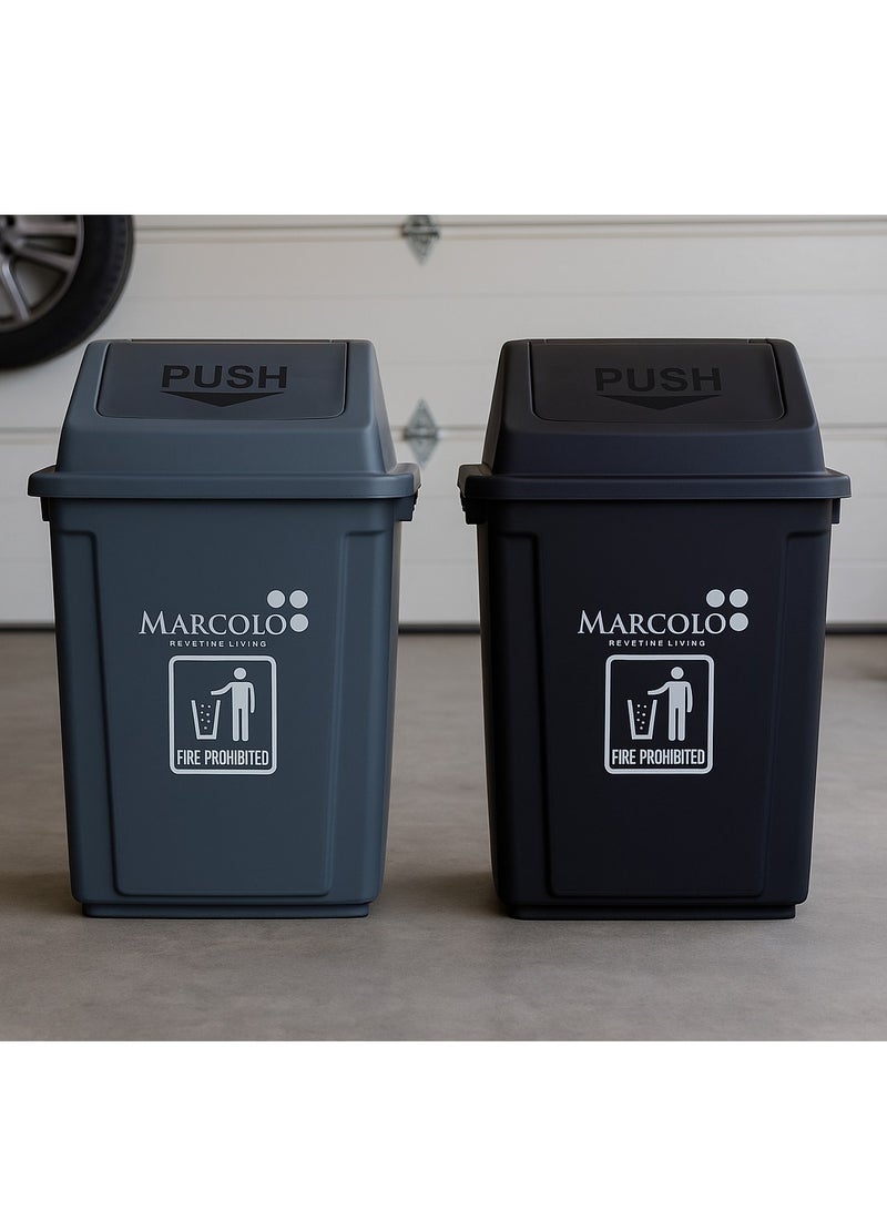 ماركولو سلة نفايات بغطاء دفع - ٦٠ لتر | سلة نفايات رمادية للاستخدام الداخلي والخارجي - Image 5