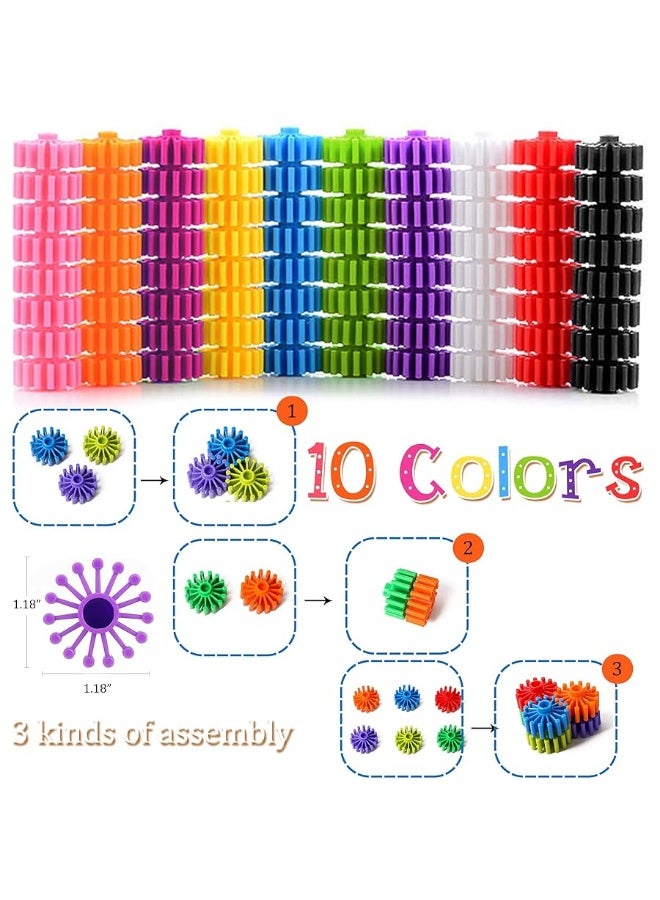 RAINBOW TOYFROG Interlocking Gears Toys for Kids - 100 Piece Kit with Tote - Colorful Manipulatives for Preschool Sensory Bin Or Occupational Therapy Tools - STEM Building Toys for Girls & Boys - Image 2