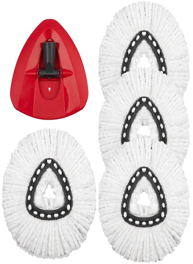 GRAREND 4 Pack Mop Replacement Heads Compatible with Ocedar Mops Replace Head EasyWring Spin Mop Heads Replacements - Includes 1 Rotating Mops Base, Microfiber Mop Refills, Easy Cleaning - Image 1