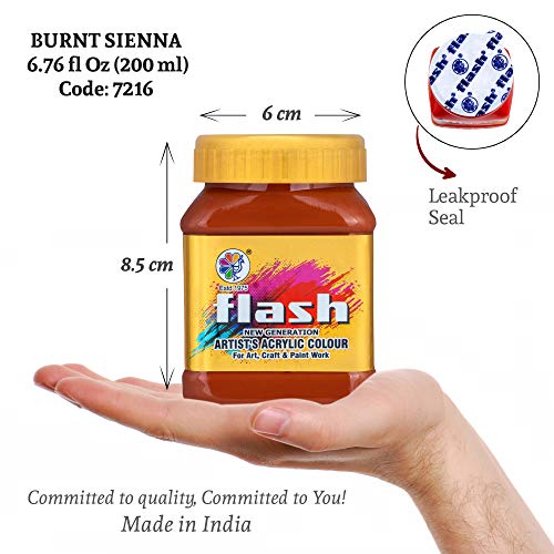 Flash Acrylic Colour (Burnt Sienna, 200 ml) - Image 3