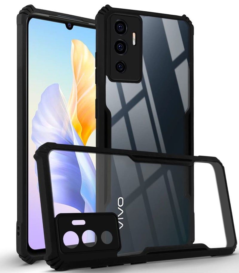 Jkobi Back Cover Case for Vivo Y75 4G (Crystal Glass Back | Camera Protection | Shockproof Bumpers | Professional Black) - Image 1