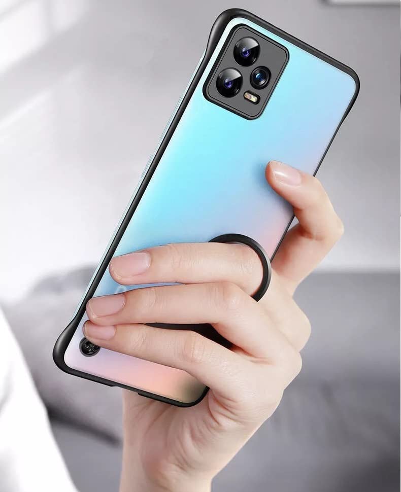 REALCASE Redmi Note 12 Pro 5G Back Cover Case | Stylish Frameless Matte Hard Skin | Soft TPU Shock Proof Bumper Back Cover Case for Redmi Note 12 Pro 5G (Black) - Image 3