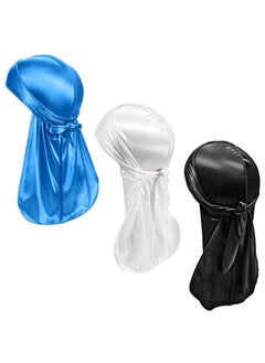 GUSGU 4 Pcs Silky Durags Set, Silk Durag for Men Women, Durags Pack with Long Tail and Wide Straps for 360 Waves  - Image 2