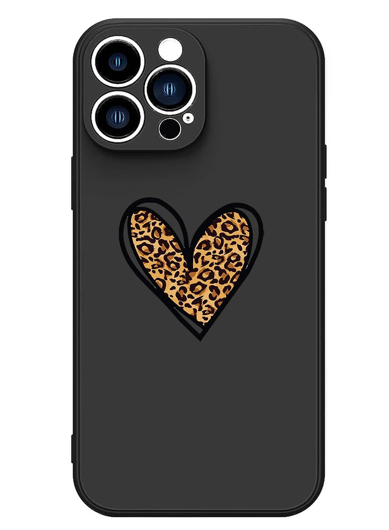 Theodor Protective Slim Fit Case Liquid Silicone Cover with Full Body Protection Anti-Scratch Shockproof Case For iPhone 15 Pro Black - leopard Print - Image 1