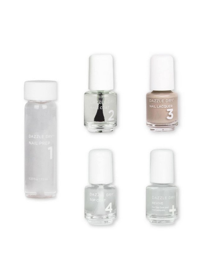 Dazzle Dry Mini Kit 4 Step System Broadway Beige A Cool And Medium Greige With Purple Undertones. Full Coverage Cream. (5 Piece Kit / 5 Manicures) - Image 1