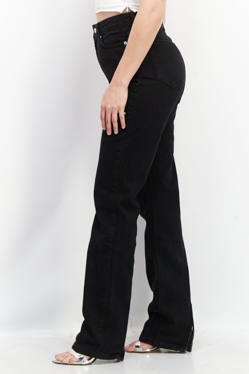 NA-KD Women Regular Fit High Waist Washed Non-Stretchable Denim Jean, Black - Image 2