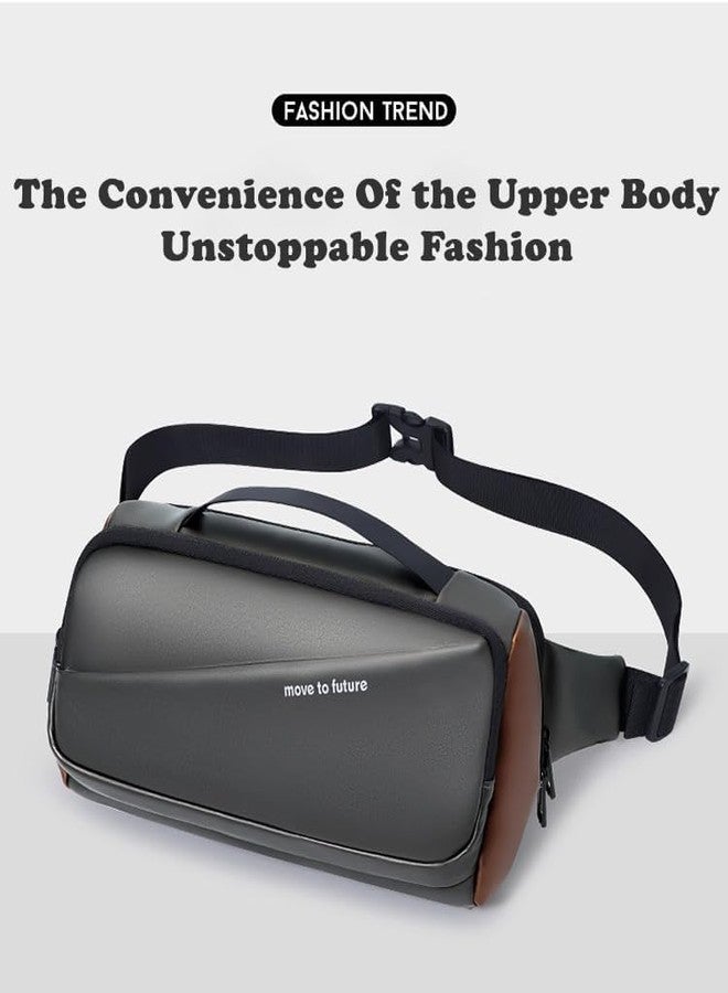 STESHWK Crossbody Bag for Women and Men, Water-resistant Sling Bag, Lightweight Shoulder Bag Unisex, Travel & Outdoor Activities Fashion waist pack for Traveling Hiking (Grey & Golden) - Image 2