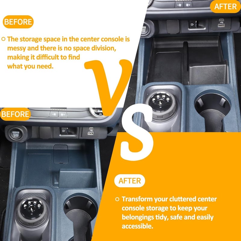 Daeiclru Center Console Organizer Compatible with Ford Maverick 2022 2023, Central Control Groove Shock Pad Organizer Tray, TPE Material Insert Tray Gear Shift Secondary Storage Box, Black - Image 2