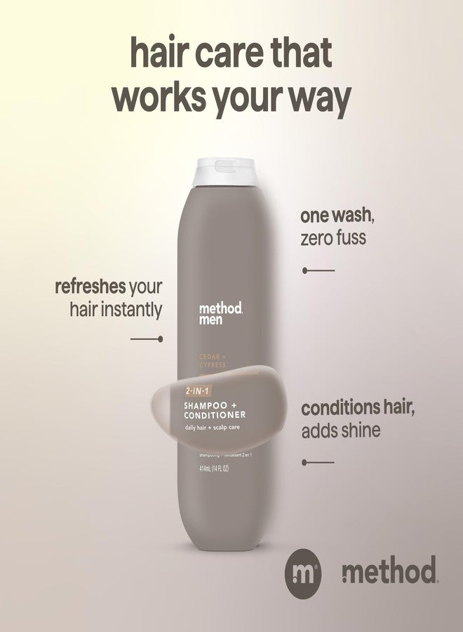 Method Men 2-in-1 Shampoo and Conditioner, Cedar + Cypress - Cleans and Conditions with Argan and Jojoba Oil - Made without Parabens - 14 oz - Image 4