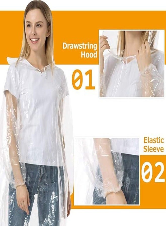 10 Pack Disposable Rain Ponchos Waterproof Rain Poncho for Women and Men Adult Emergency Raincoats with Drawstring Hood and Elasticated Wrists Rain Coats for Outdoor Activities - Image 2