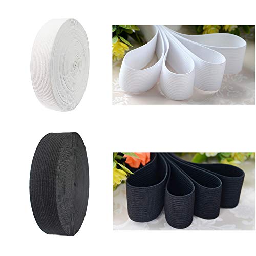 Luckkyme 2 Pack 22 Yard 1 inch Black and White Stretch Knitting Elastic Band Spool Flat Elastic Cord Sewing Bands DIY Sewing Craft Accessories (Black and White) - Image 4