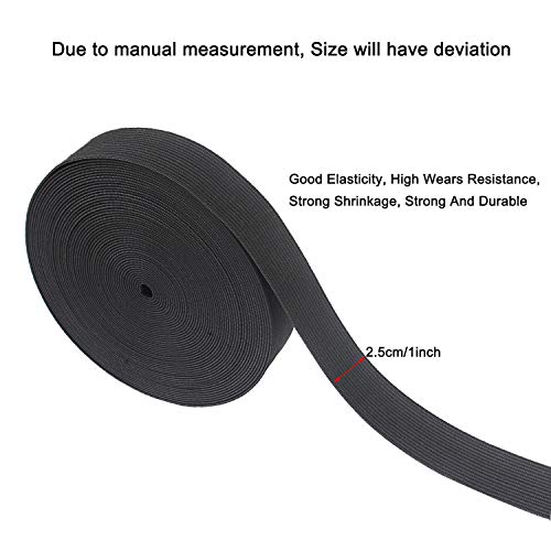 Luckkyme 2 Pack 22 Yard 1 inch Black and White Stretch Knitting Elastic Band Spool Flat Elastic Cord Sewing Bands DIY Sewing Craft Accessories (Black and White) - Image 2