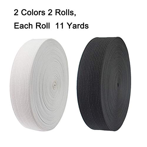 Luckkyme 2 Pack 22 Yard 1 inch Black and White Stretch Knitting Elastic Band Spool Flat Elastic Cord Sewing Bands DIY Sewing Craft Accessories (Black and White) - Image 3