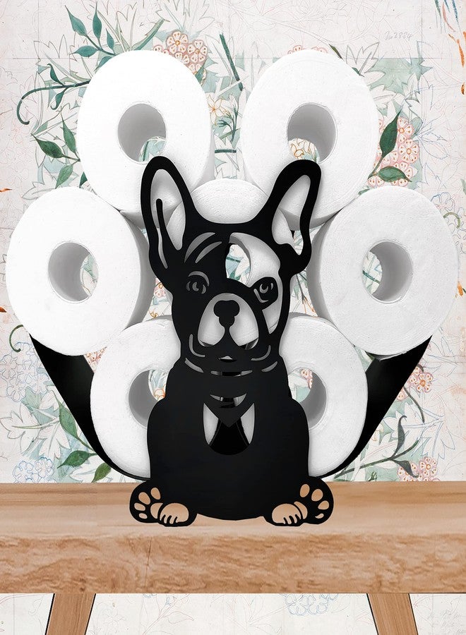 Euiroet Dog Animal Paper Holder - Black Metal Toilet Tissue Organizer, Decorative and Funny Bathroom Storage, Freestanding Design Holds Extra 8 Rolls - Image 3