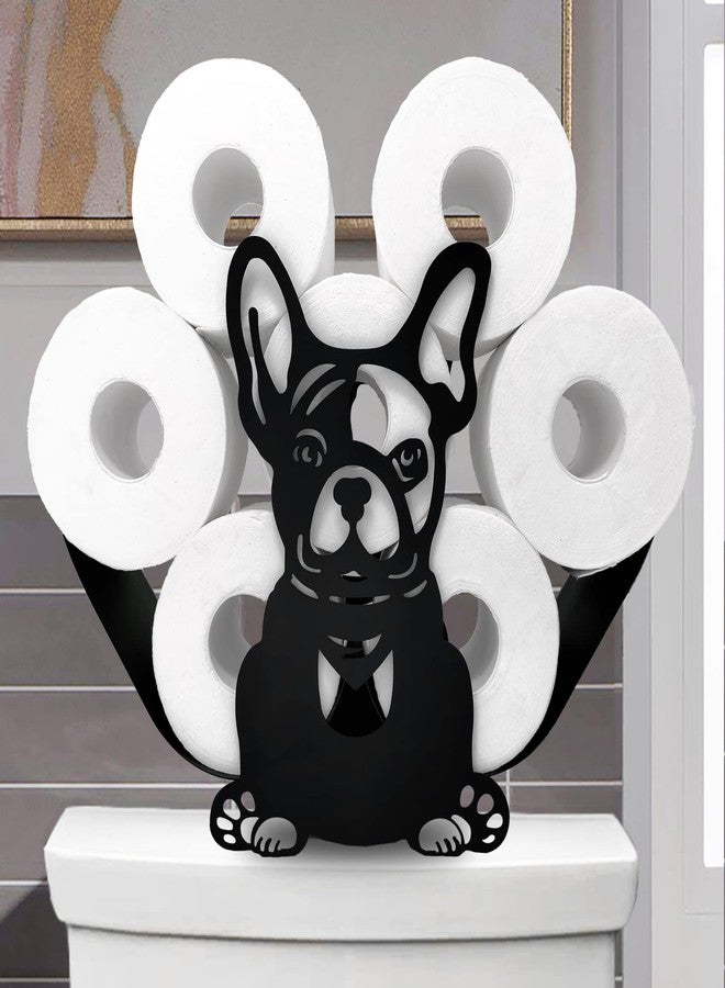 Euiroet Dog Animal Paper Holder - Black Metal Toilet Tissue Organizer, Decorative and Funny Bathroom Storage, Freestanding Design Holds Extra 8 Rolls - Image 1