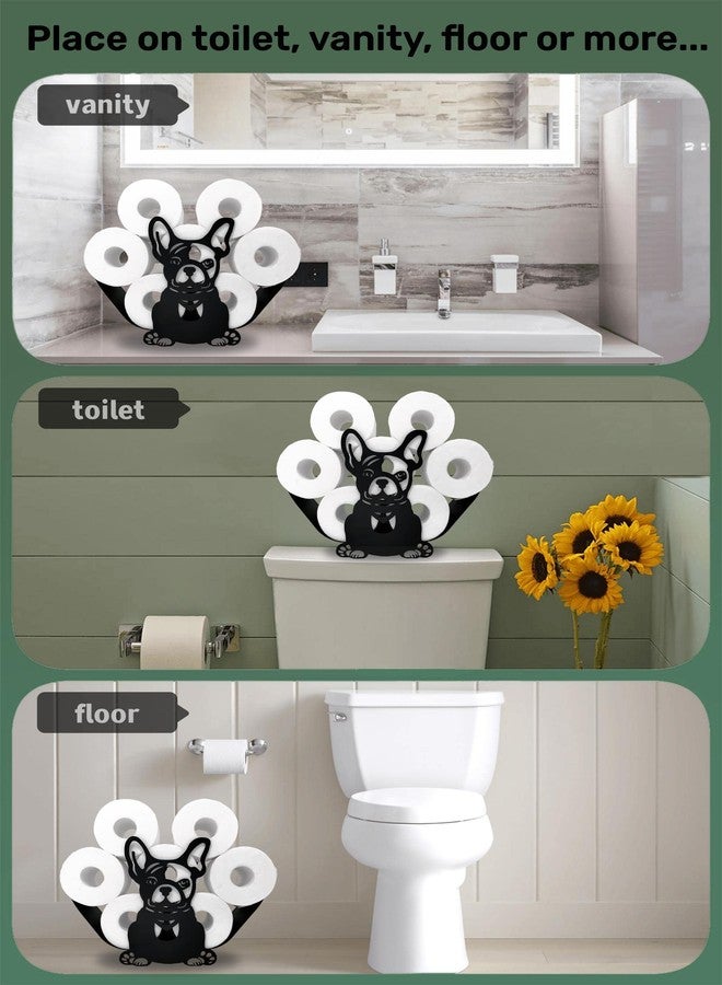Euiroet Dog Animal Paper Holder - Black Metal Toilet Tissue Organizer, Decorative and Funny Bathroom Storage, Freestanding Design Holds Extra 8 Rolls - Image 4