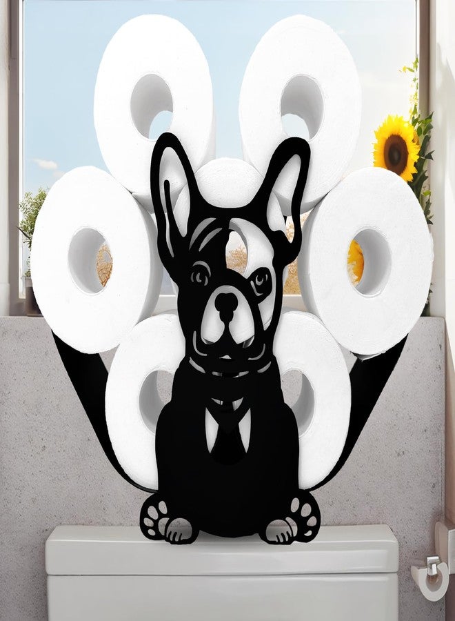 Euiroet Dog Animal Paper Holder - Black Metal Toilet Tissue Organizer, Decorative and Funny Bathroom Storage, Freestanding Design Holds Extra 8 Rolls - Image 2